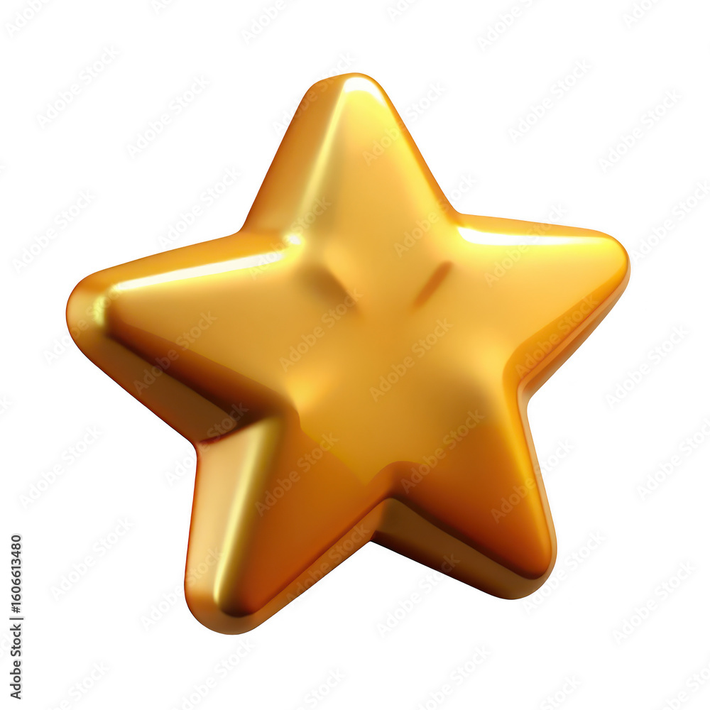 Poster a shiny golden five pointed star with a glossy finish isolated on transparent background