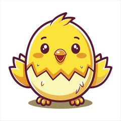 Obraz premium Chick Cracking Shell Vector Style