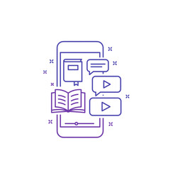 Online class. Digital learning resources on mobile interface

