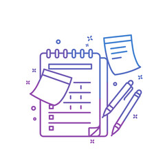 Daily planner. Student checklist and sticky notes for productive studying