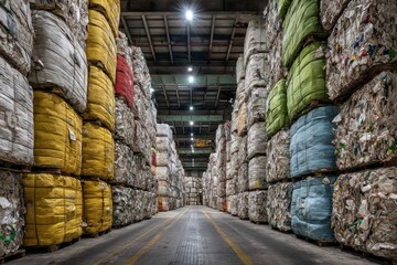 Recycling process warehouse industrial facility image collection organized environment perspective on waste management