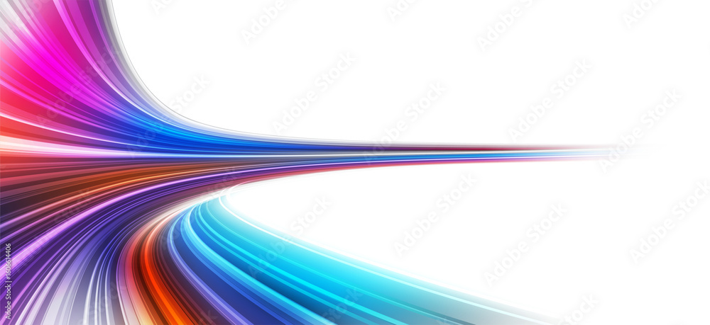 Poster modern abstract high speed movement with dynamic motion light trails, speed effect on dark blue back