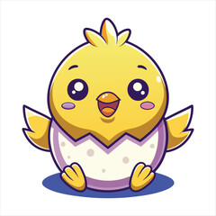 Obraz premium Flat Cartoon Chick Hatched Image