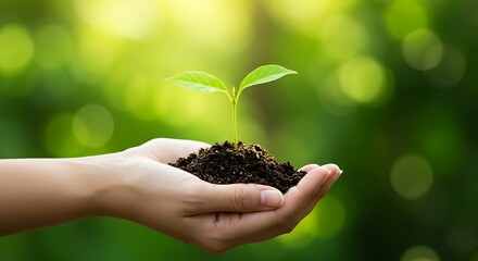 Nurturing Nature Hands Holding Seedlings for a Greener Tomorrow, Earth Day Hope Growing Trees, Growing Futures