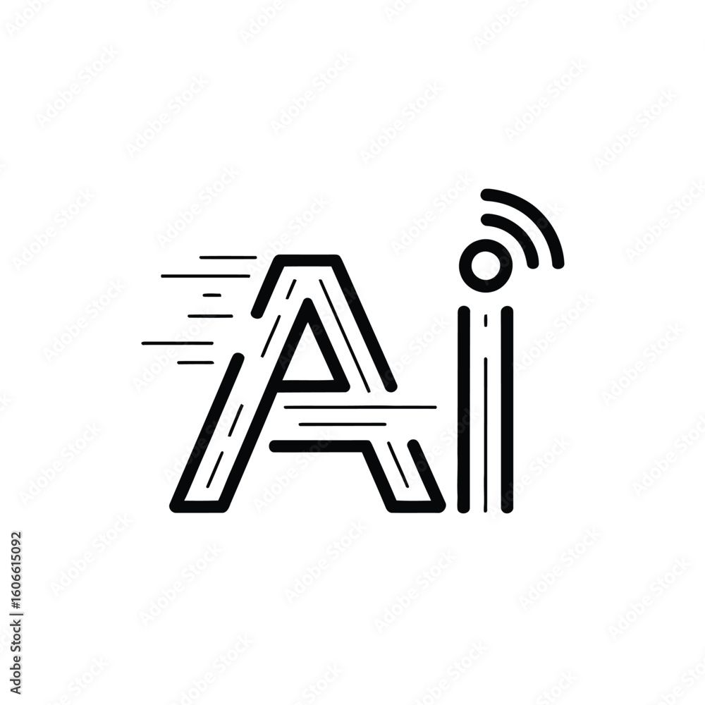 Poster modern ai logo design with wifi symbol expressing speed and technology innovation with linear style