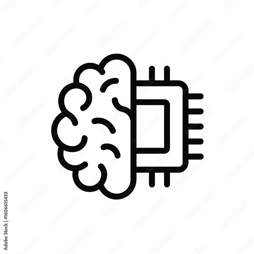 Poster artificial intelligence concept image featuring a brain connected to a computer chip symbolizing tec