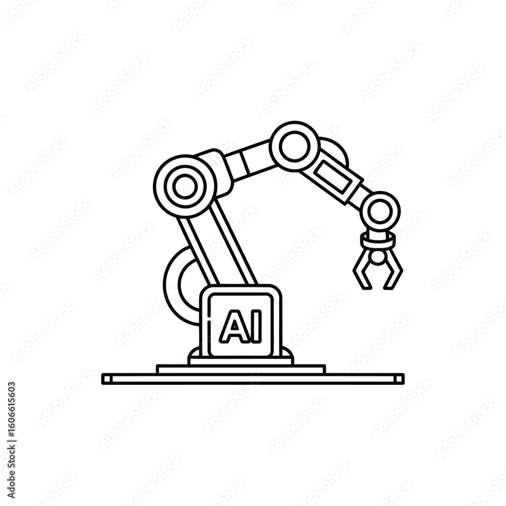 Poster ai powered robotic arm a symbol of technological advancement and modern industrial automation