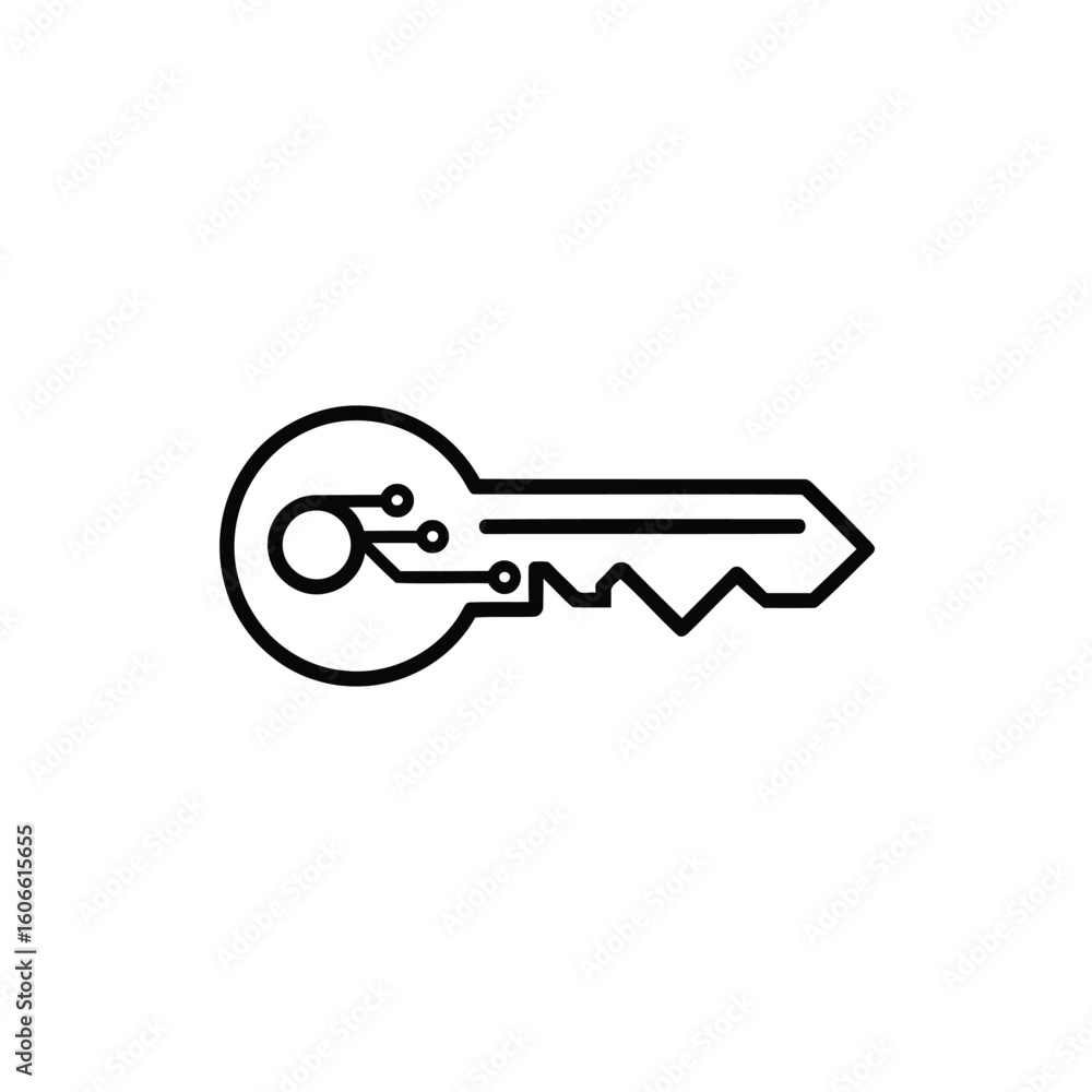 Poster digital key icon symbolizing secure access and innovation in cybersecurity technology