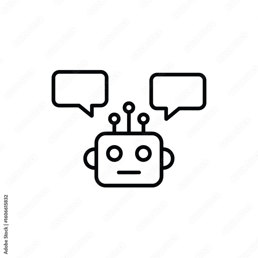 Poster ai chatbot communication a digital assistant conversing with users delivering modern customer servic