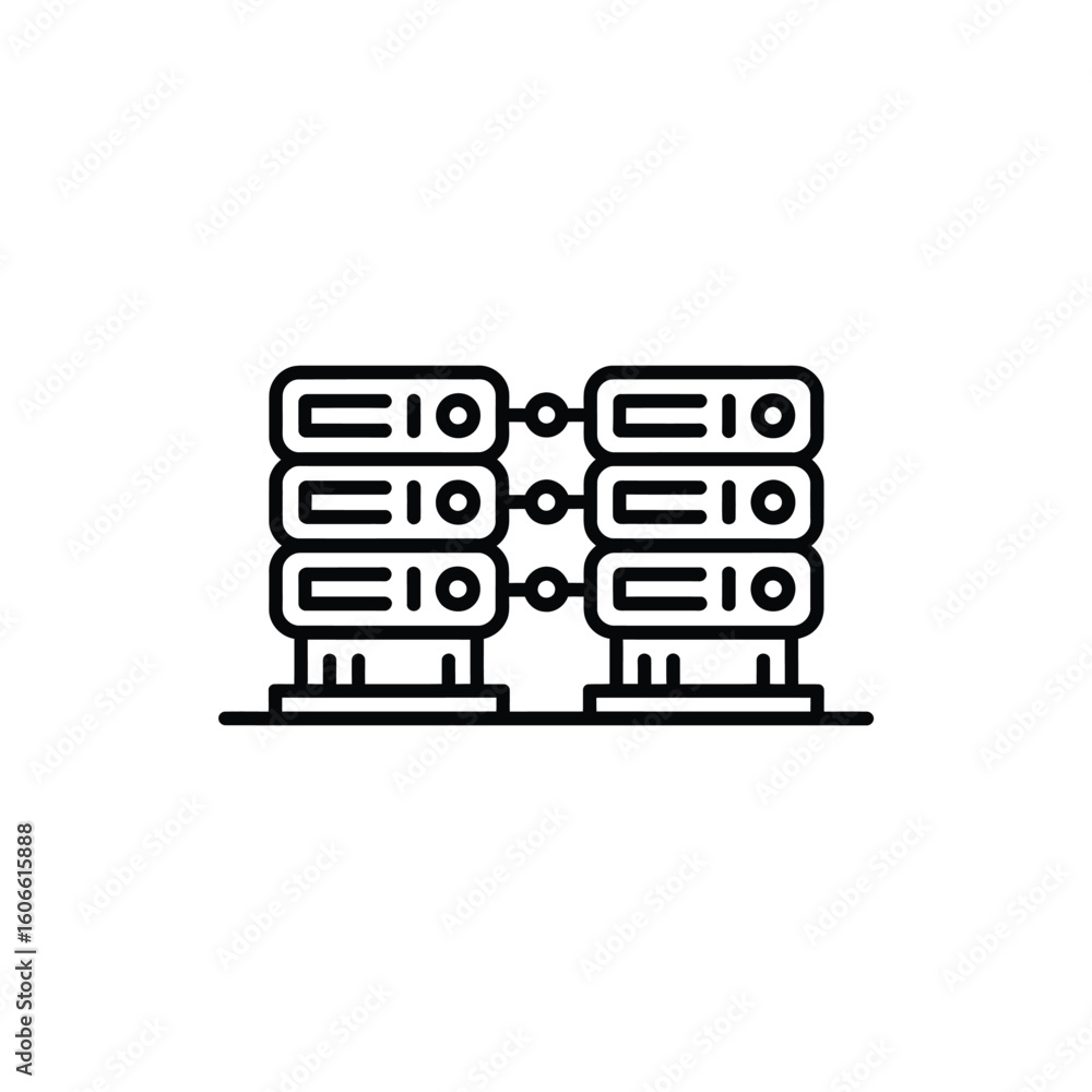 Poster data servers representing cloud computing or a database processing farm with high performance
