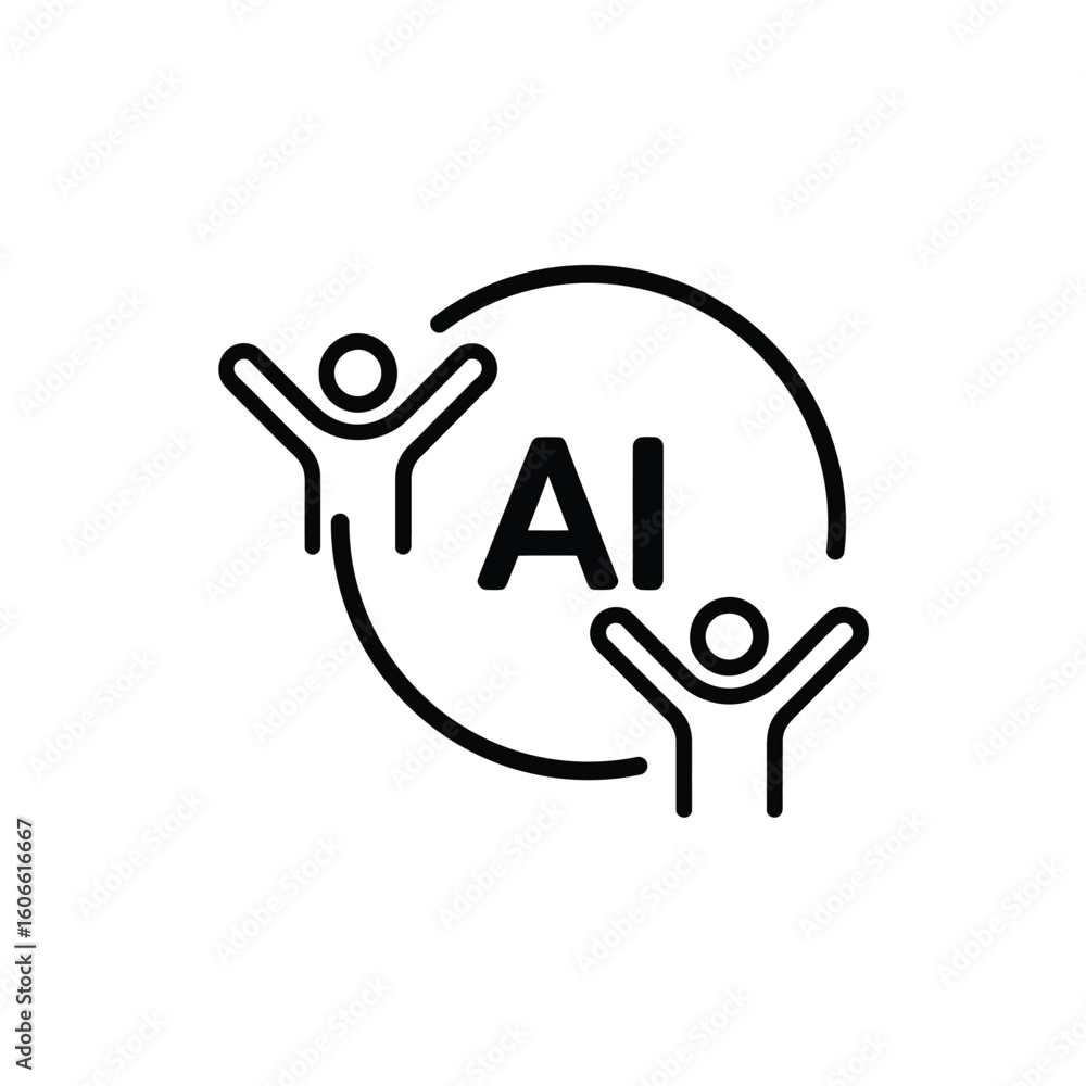 Aufkleber artificial intelligence and human collaboration a symbol of innovation and technological progress un