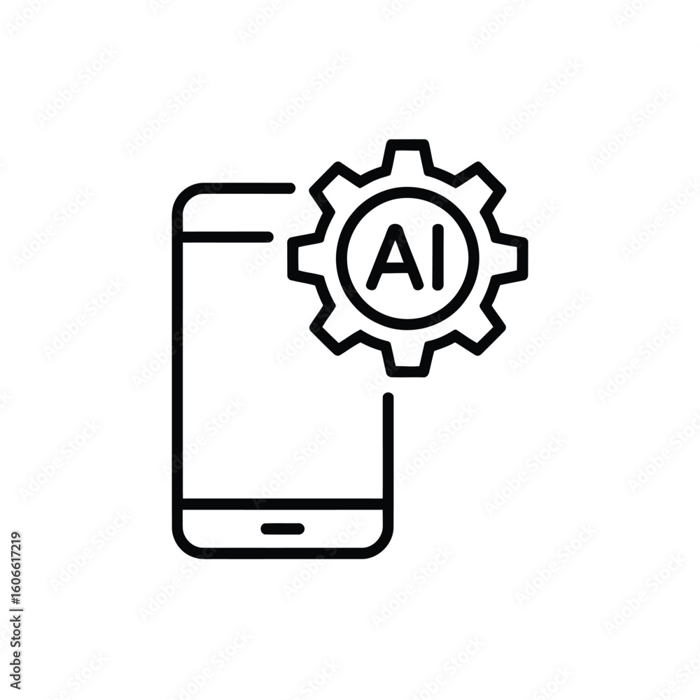 Poster mobile phone with ai integration a symbol of modern smart technology solutions and digital transform