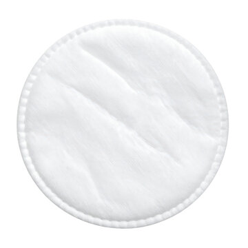 Close-up of a white disposable cotton pad with padded texture and softly rounded edges used for cleansing or skincare routines and cosmetic applications