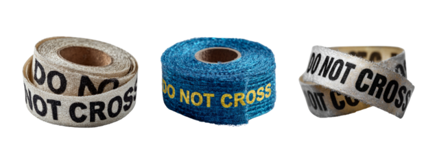 Isolated Rolls of Warning Tape on Transparent Background