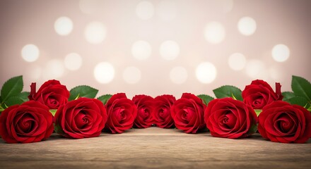 Love Blooms Red Roses and Wood Background for Valentine’s Day