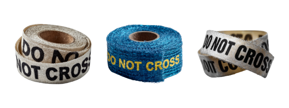 Isolated Rolls of Warning Tape on Transparent Background