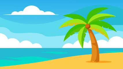 Obraz premium Inviting Beach Background Illustration Rendered in Vibrant 2D Cartoon