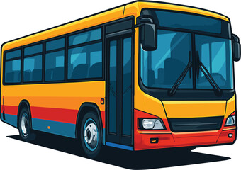Flat vector icon of bus illustration for sticker, logo, book, t-shirt and more print or digital design