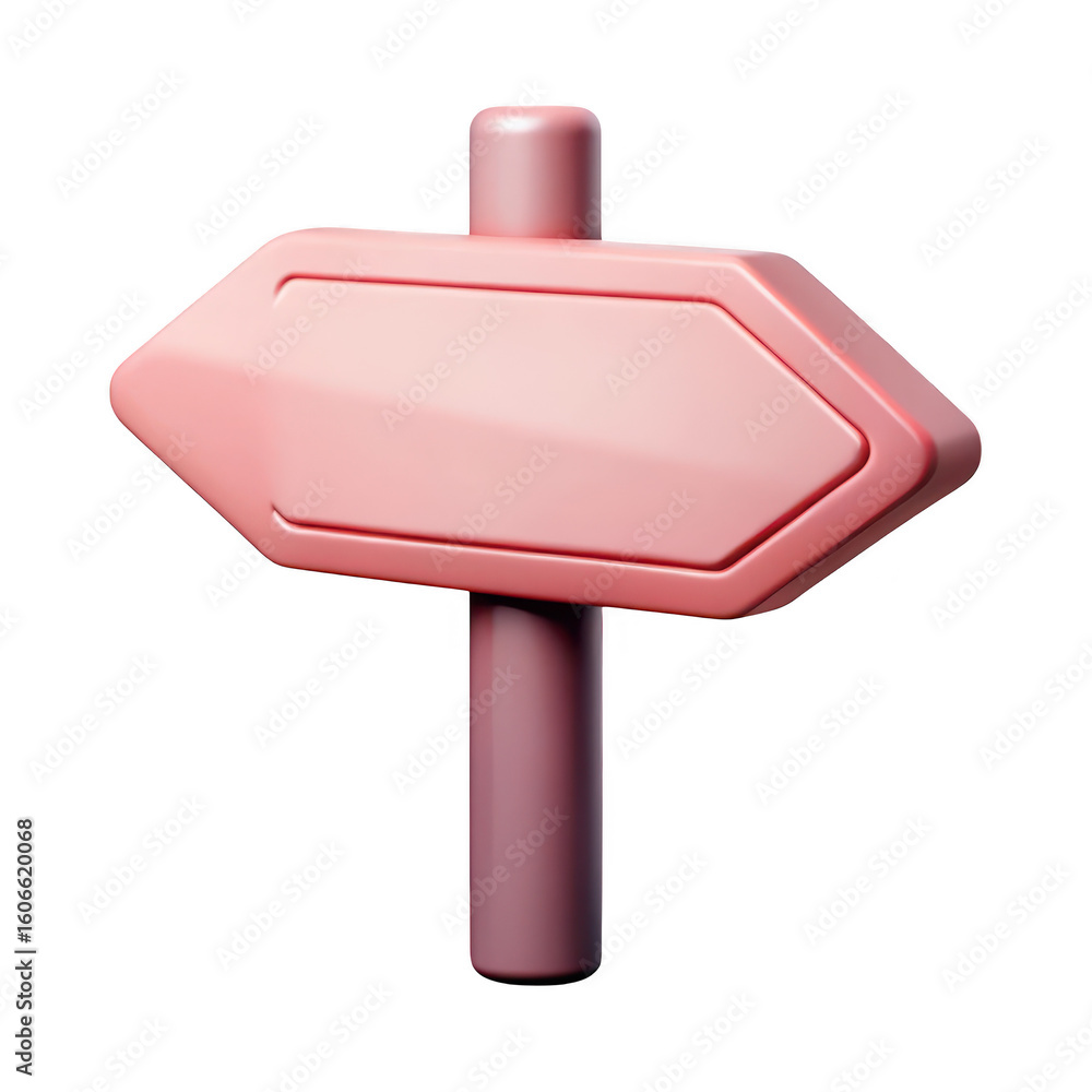 Poster a 3d rendered directional signpost with a blank pink arrow pointing to the right isolated on transpa
