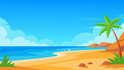Obraz premium Wide Angle 2D Cartoon Background Scene Illustrating a Vibrant Natural World