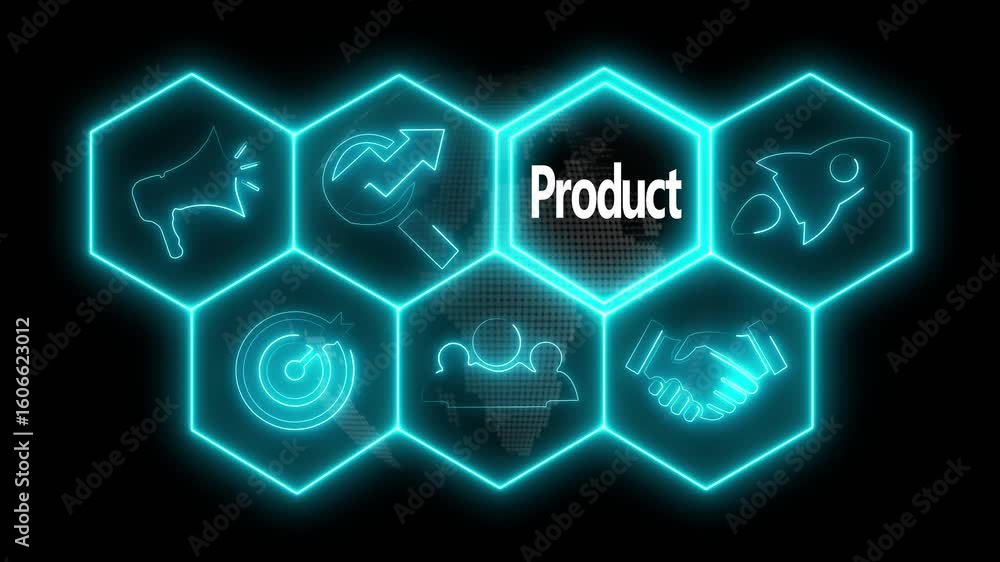 Aufkleber glowing neon line product transfer concept button on a futuristic computer screen. abstract technolo
