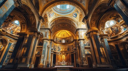 Fototapeta premium Grand church interior, ornate details