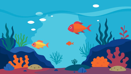 Naklejka premium Vibrant Underwater Scene with Coral Reefs and Colorful Fish