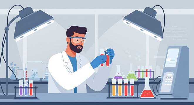 Scientist in Lab: Experimenting with Chemicals