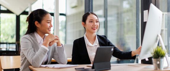 Business people group meeting in the office . Profession asian business women office workers...