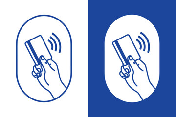 Contactless Payment Icons Set Hand Holding Card Wireless Symbol Vector Illustration