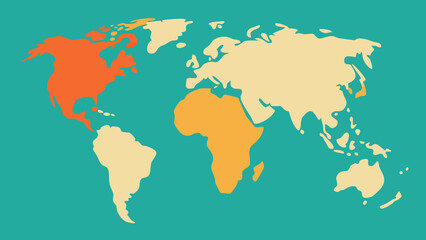 Obraz premium Global World Map With Vintage Modern Design Travel Exploration