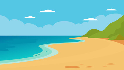 Naklejka premium Clean Empty Nature Beach Ocean Coastal Landscape Vector Art