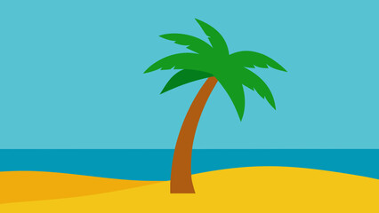 Fototapeta premium Idyllic Landscape Of Palm Tree On Beach Tropical Paradise Scene