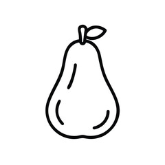 Pear Icon with Narrow Top and Wide Base Outline Design Element