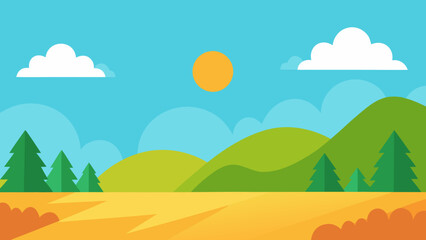 Fototapeta premium Scenic Summer Landscape Background For Zoom Virtual Meeting Setting