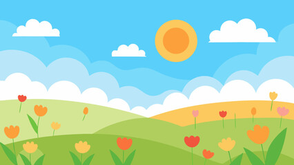 Fototapeta premium Discover a sun drenched meadow filled with wildflowers in lovely France