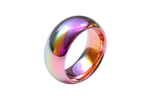 Unique colorful ring display studio jewelry modern design. Isolated on transparent background, png.