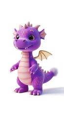 Fototapeta premium Playful, cartoonish purple dragon character.