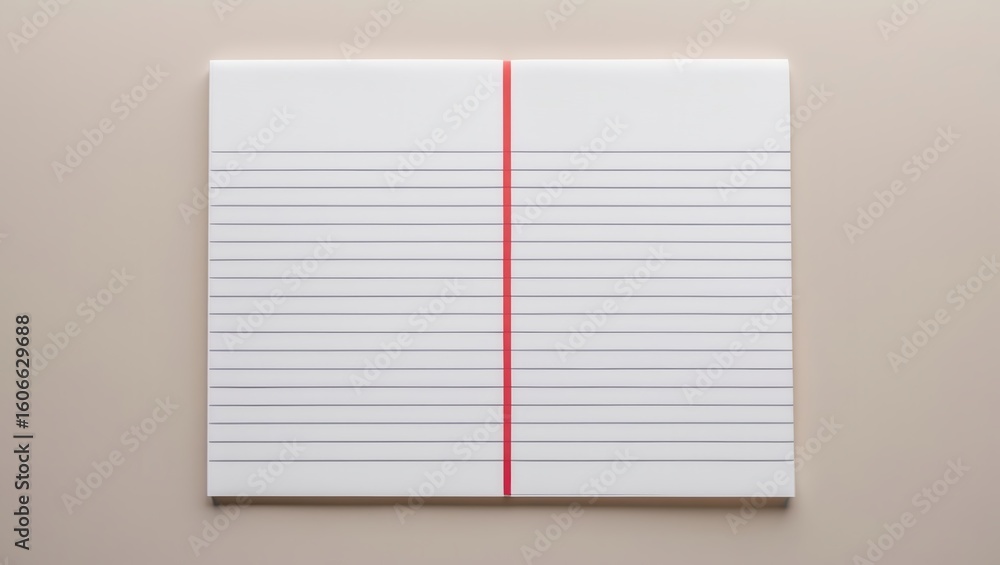 Poster abstract white canvas artwork with horizontal lines and a bold red vertical accent, creating a minim