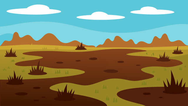 Discover a vast peat bog with its dark waterlogged ground covered