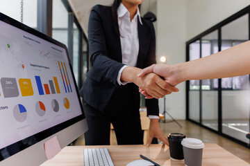 Business handshake for teamwork of business merger and acquisition,successful negotiate,hand...