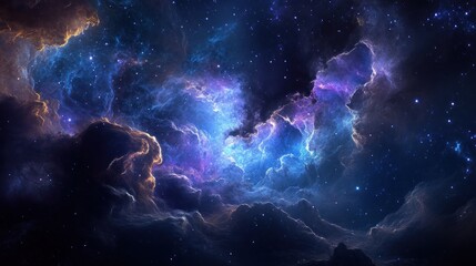 Obraz premium Cosmic nebula swirls in deep space (1)