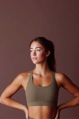 Fototapeta premium Confident figure poses in minimalistic studio, showcasing streng