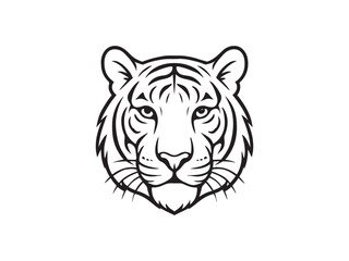 Tiger Head Line Art Vector Illustrations Isolated on White Background
