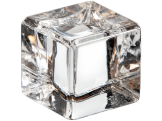 Clear glass cube crystal block perfect for photography, Isolated On Transparent Background, Png