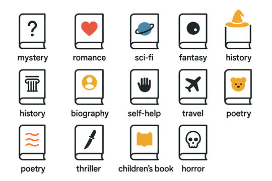 Icons representing various book genres