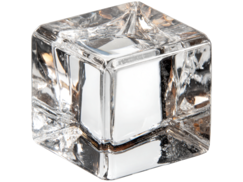 Clear glass cube crystal block perfect for photography, Isolated On Transparent Background, Png