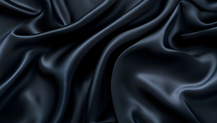 Fototapeta premium Dark Blue Silk Fabric Waves texture