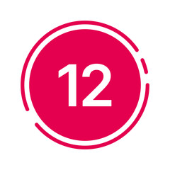 Number Label 12 – Colorful & Vivid Circle Style