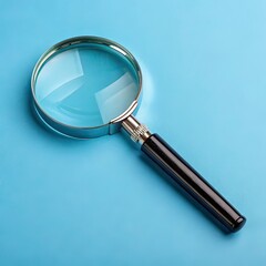 magnifying glass icon isolated on blue background, 